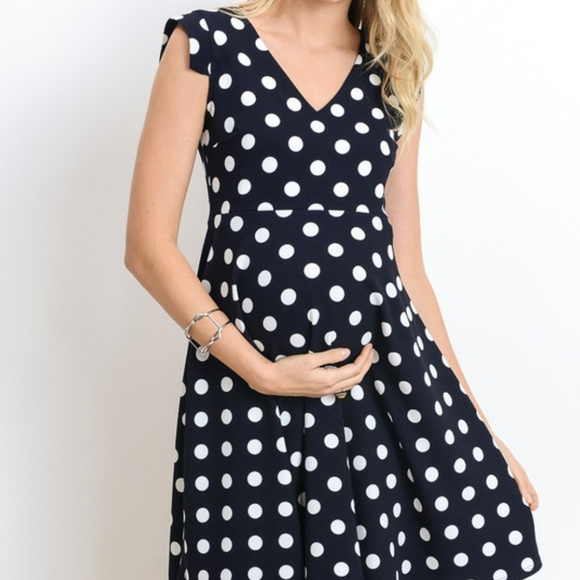 Hello MIZ Dresses & Skirts - Polka Dot V-Neck Maternity Dress